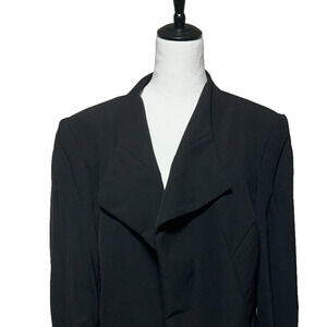 Chicos Black Label Architect Jacket 16 Black Ruched Open Front Blazer Office NWT